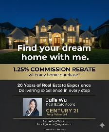1.25% Cash Back for Any Home Purchase & 0.5% Listing Commission