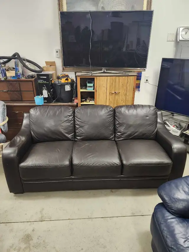 Black faux leather couch