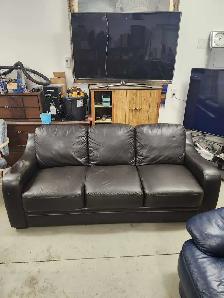 Black faux leather couch