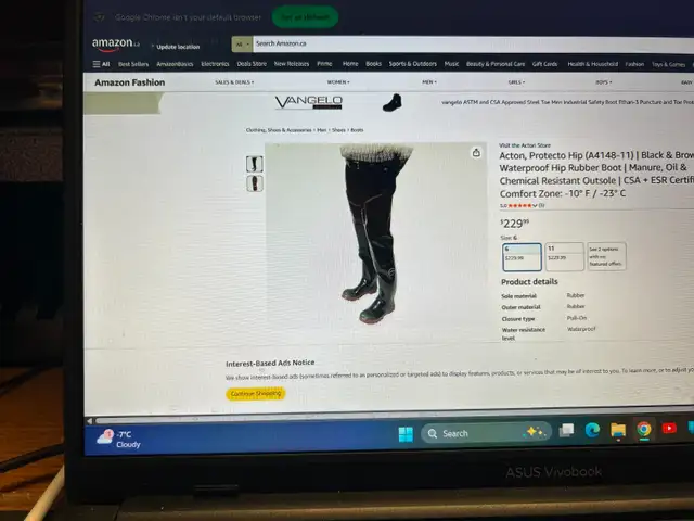NEW ACTON PROTECTO MEN'S HIP WADERS - A4148-11 - BLK- MANURE, O - Photo 3