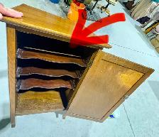 Antique OAK WOOD Arts & Crafts Music Cabinet (c. 1930s) - Photo 8