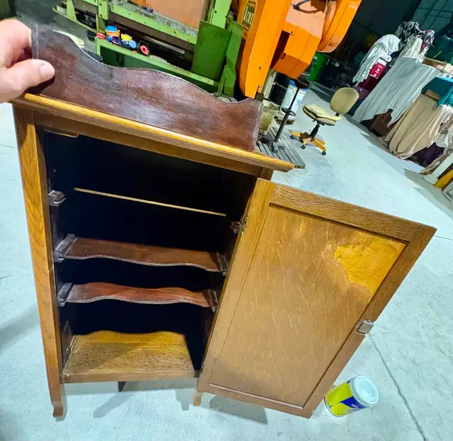 Antique OAK WOOD Arts & Crafts Music Cabinet (c. 1930s) - Photo 9