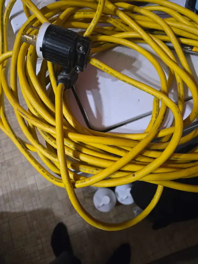 50 foot generator cable and 100 foot outdoor extension cord