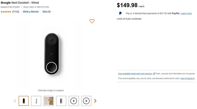 Google Nest Hello Wired Video Camera Doorbell NC5100EF - Photo 7