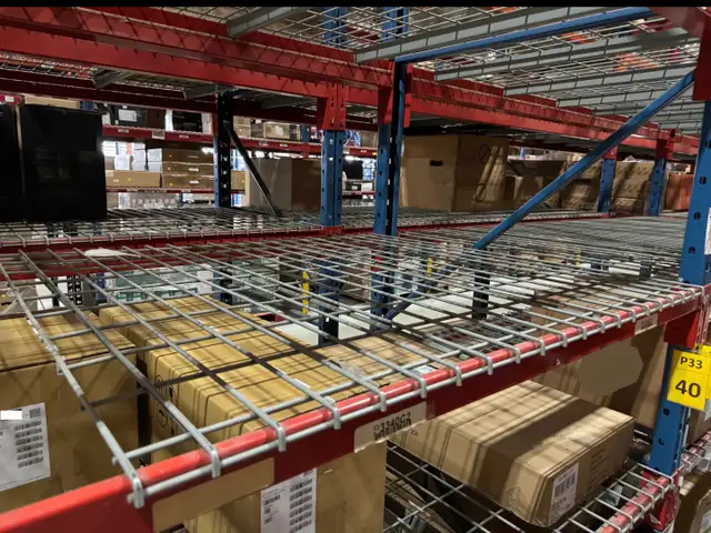 Used light duty wire mesh decks 42" x 46" and 8’ x 2"  beams