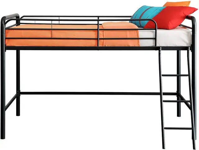 NEW BLACK LOFT BED FRAME WITH LADDER 331811