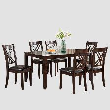 New 7-Piece Wooden Dining Set In Espresso Finish Clearance Sale