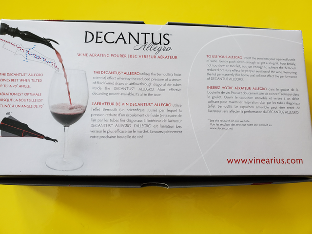 BEC VERSEUR AÉRATEUR DÉCANTUS ALLÉGRO POUR VIN ROUGE: $10.00 - Photo 3