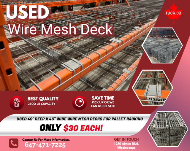 Used wire mesh decks for warehouse racking