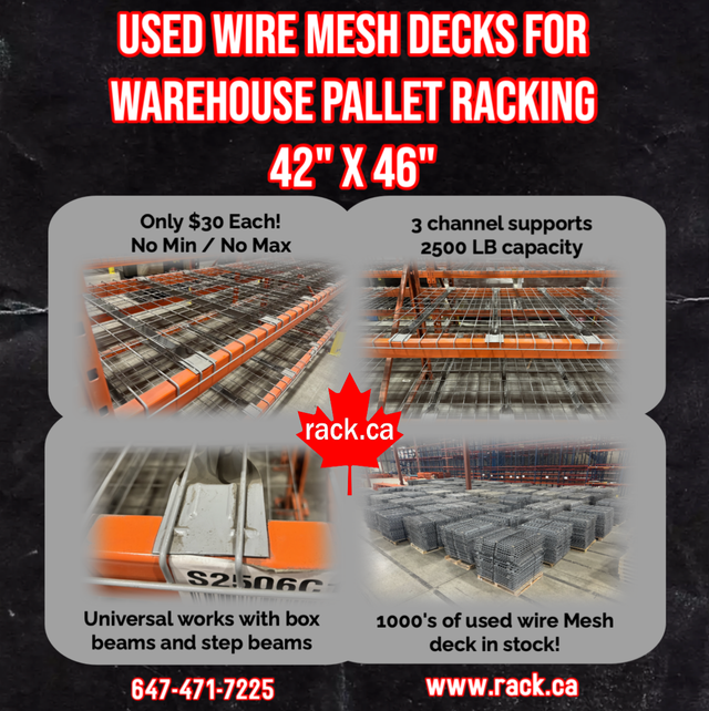 OVER 10,000 USED WIRE MESH DECKS 42' x 46' FOR WAREHOUSE RACK