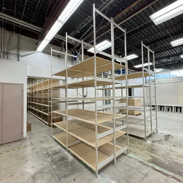 Used industrial shelving - 24' deep x 46' wide 6'/ 8'/ 12' tall