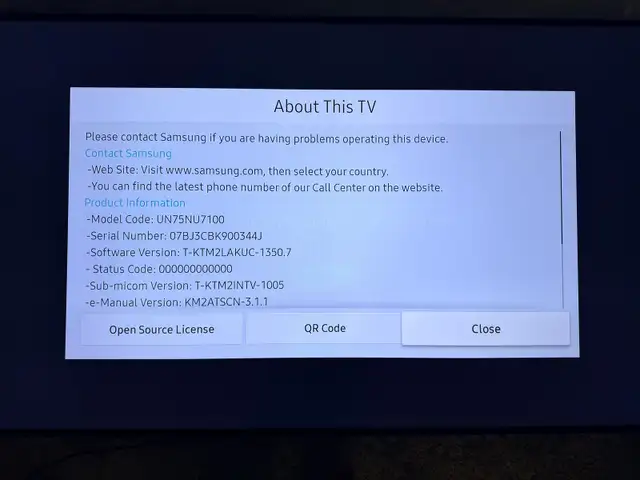 Samsung 75" TV - Model UN75NU7001 - Photo 4