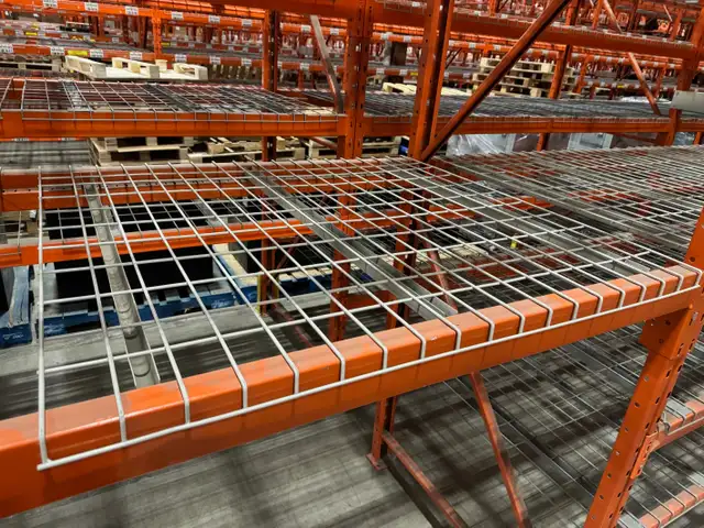 Used Wire mesh decks for pallet racking step beams 42' x 46'