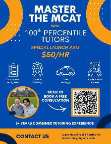 100th Percentile MCAT Tutors | $50/Session | In-Person & Online