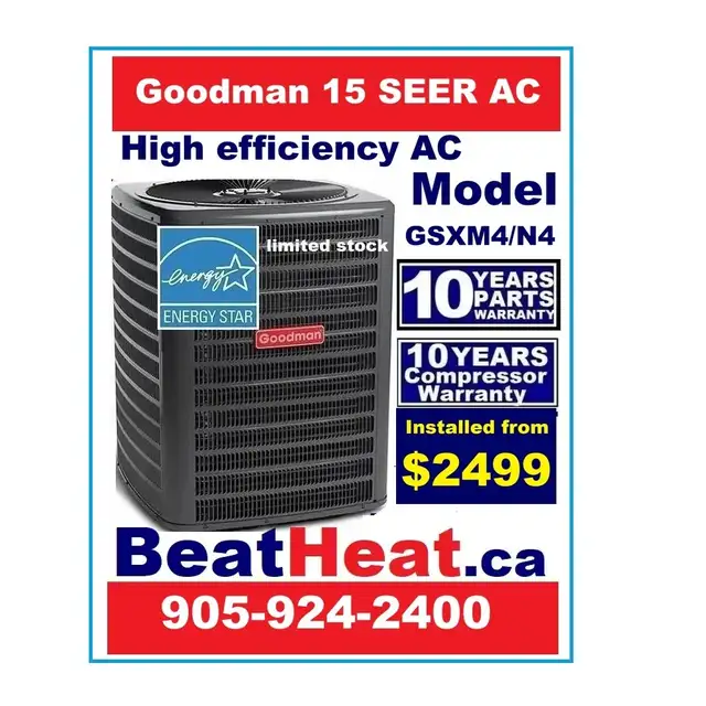 15 SEER Goodman Air conditioner with installation from $2499