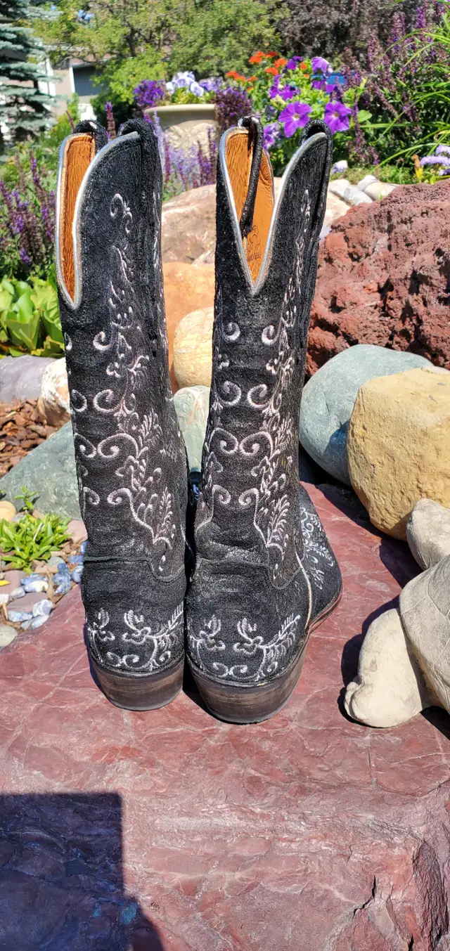 Black Ladies Cowgirl Boots From Genuine Snake Skin Size 7.5B - Photo 6