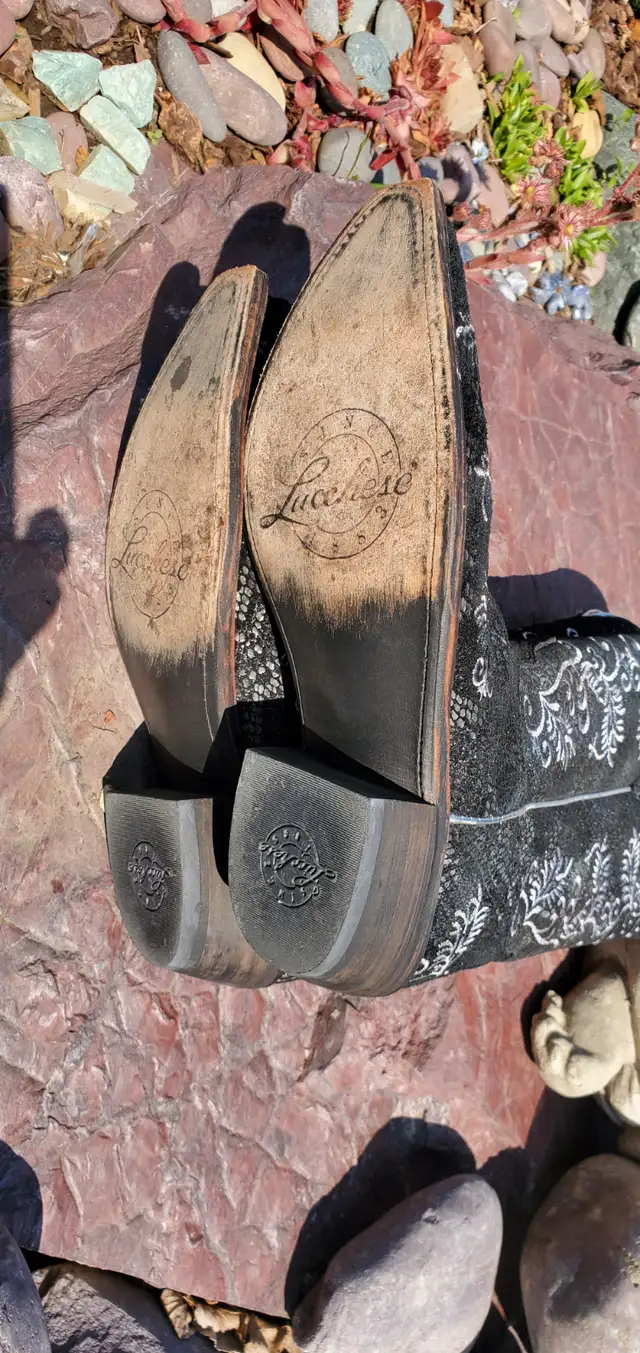 Black Ladies Cowgirl Boots From Genuine Snake Skin Size 7.5B - Photo 7