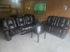 Brown leather recliner sofa & loveseat. Free delivery & disposal