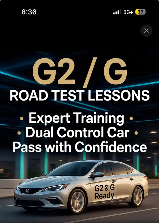 g2 / g lesssons / car for road test
