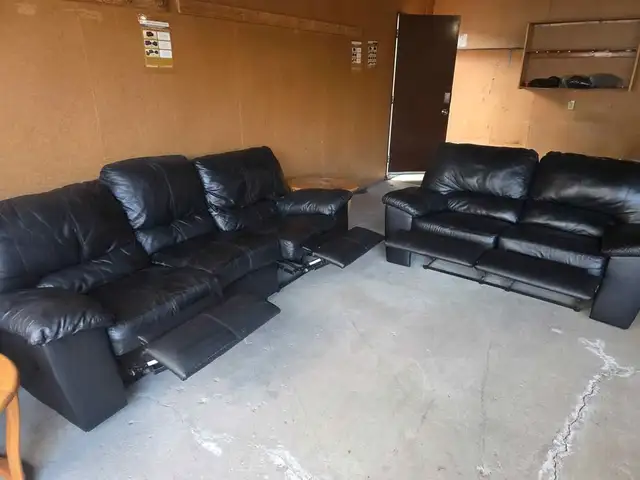 Black leather recliner sofa & love seat.Free delivery & disposal