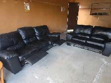 Black leather recliner sofa & love seat.Free delivery & disposal
