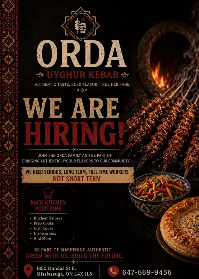 RESTAURANT - HIRING FULL TIME STAFF