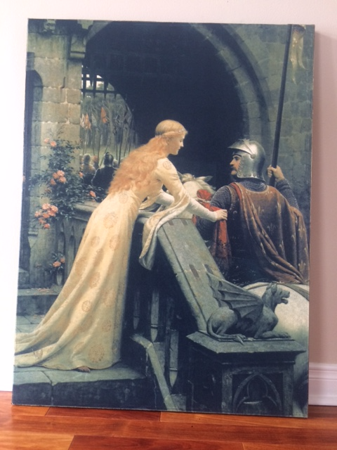 BELLE TOILE SÉRIGRAPHIE MÉDIÉVALE DANS CADRE 24'x32'HAUT: $25.00