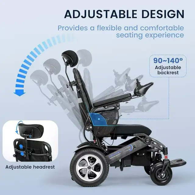 500W Electric Wheelchair w/ Adjustability & Foldable - Photo 4