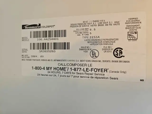 SEARS Kenmore Frigerator - Photo 2