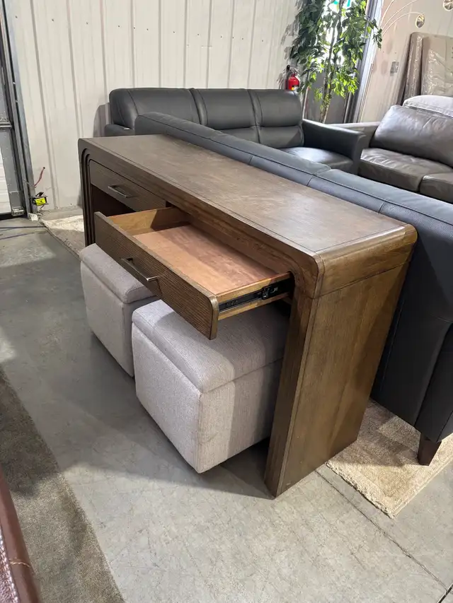 52" Accent console with 2 storage ottomans - Photo 2