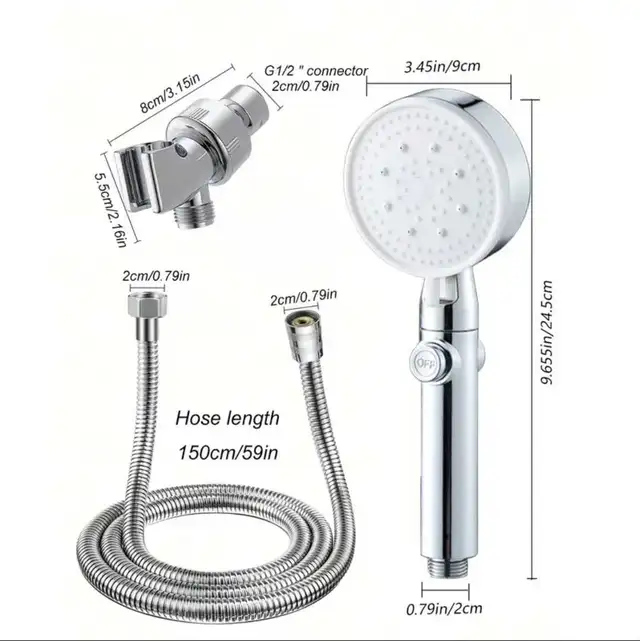 Handheld Shower Head Kit - High Pressure & Water Saving - Photo 6