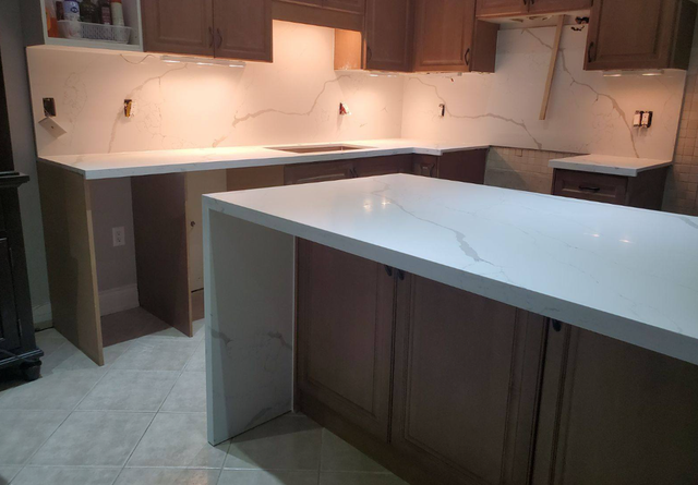 Plain White Countertop With Orange Island 437-522-8447 - Photo 2