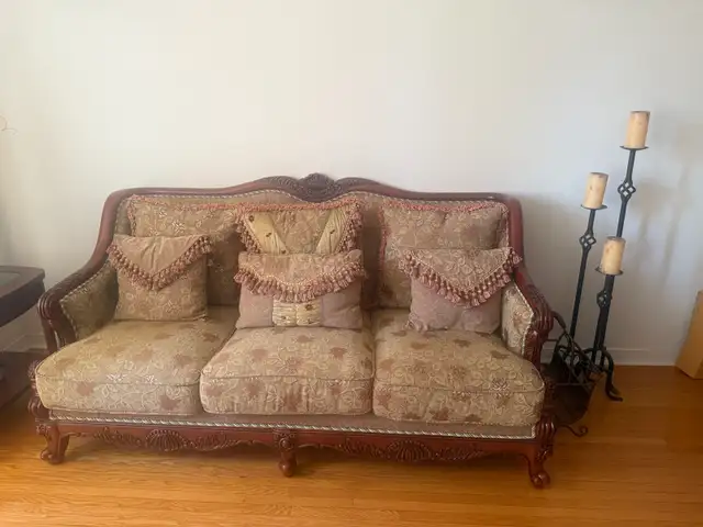 Ornate Victorian-Style Sofa Set (Couch   Oversized Chair) — $500