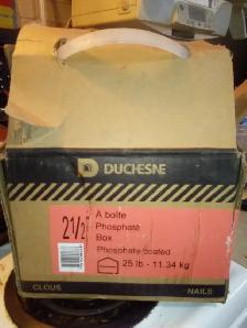 20lbs box of 2 1/2' nails,and 15lb box of 3 1/2' nails.