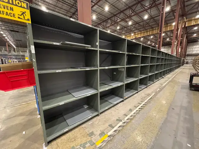 used metal industrial shelf units 2' deep x 4' wide x 7'4 tall - Photo 8