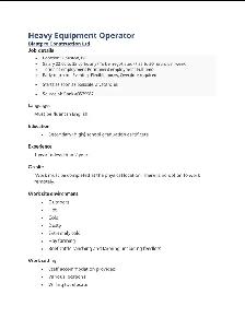 Heavy equipment operator