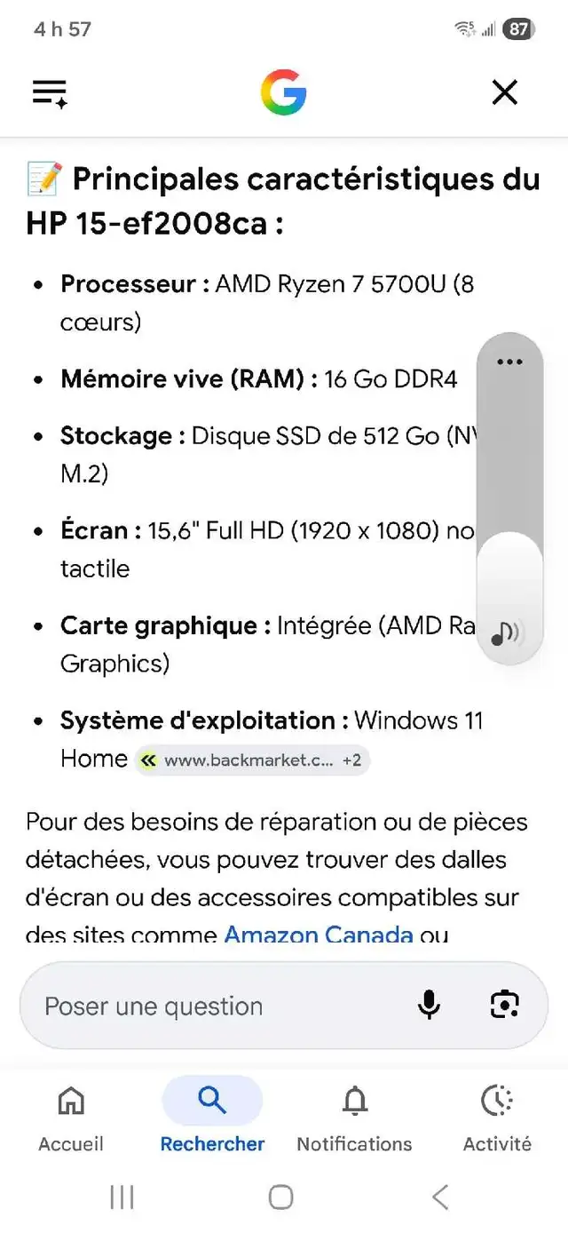 hp i5 Windows 11 modèle ef2008ca Clavier lumière - Photo 5