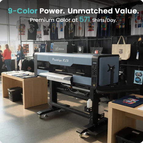 $639/month 9 COLORS Prestige XL3 with 3 Epson i3200 DTF Printer