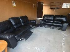 Black leather recliner sofa & loveseat. Free delivery & disposal