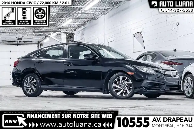 2016 HONDA Civic EX TOIT/CAMERA/ANGLE MORT/MAGS/KEYLESS/72,000km