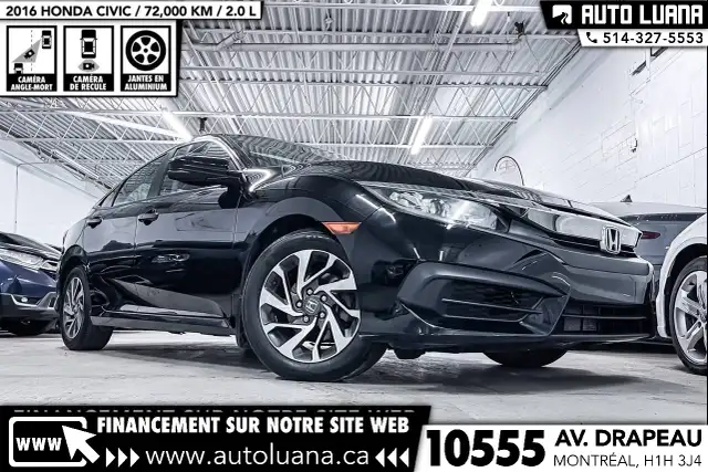 2016 HONDA Civic EX TOIT/CAMERA/ANGLE MORT/MAGS/KEYLESS/72,000km - Photo 2