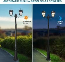 8FT SOLAR STREET LAMP POST – DUAL HEAD – CAST ALUMINUM NEW $240