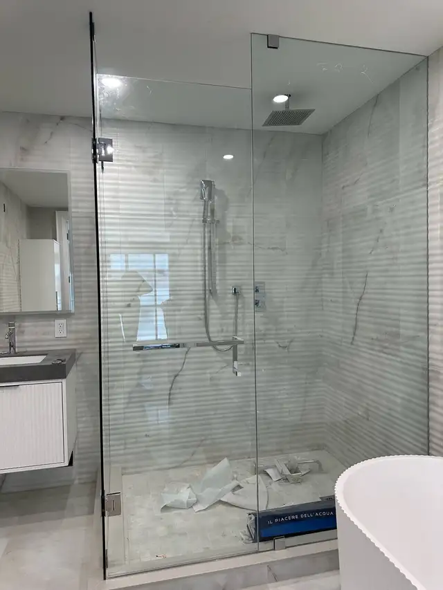 BATHTUB SLIDING GLASS DOORS SHOWER ENCLOSURE GLASS RAILING PARTI - Photo 4