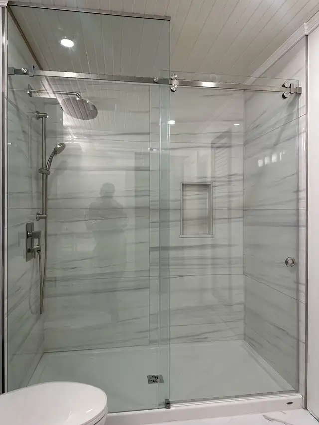 BATHTUB SLIDING GLASS DOORS SHOWER ENCLOSURE GLASS RAILING PARTI - Photo 7