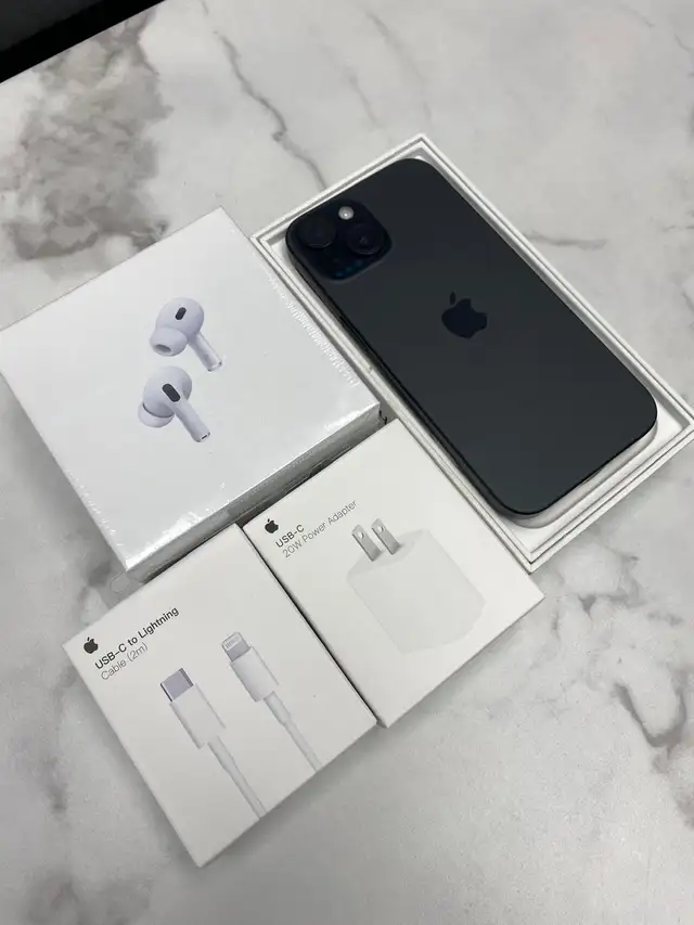 iPhone 15 128GB 89% batt AirPods Pkg/Delivery