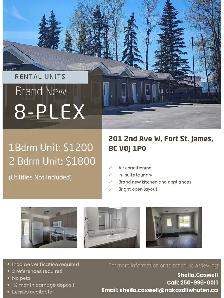 Brand New 8-Plex Rental Units - 1-bedroom / 2-bedroom units