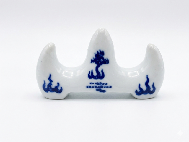 Blue and White Ceramic Brush Rest,$9.