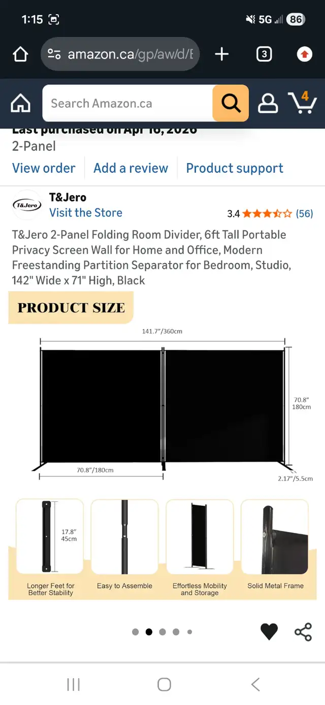 Two privacy panels black new havent used it - Photo 3