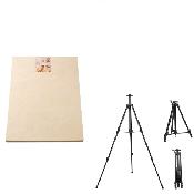 Brand New Wooden Drawing Board and Adjustable Display Easel Set
