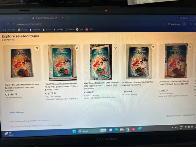 8 Disney The Little Mermaid VHS Rare Banned Cover Black Diamond